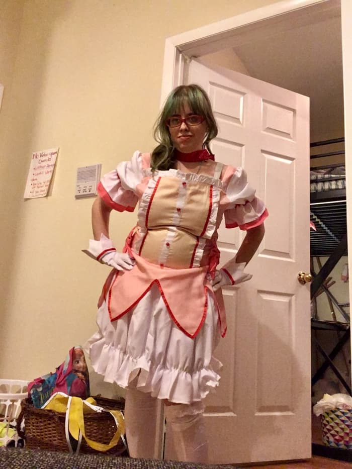 I bought this one. I tried to sew one first, but I was in tears before the skirt was even done. So I turned to the experts. But as you can kind of see, sometimes bought costumes don't fit right, unless you spring for customized sizing.