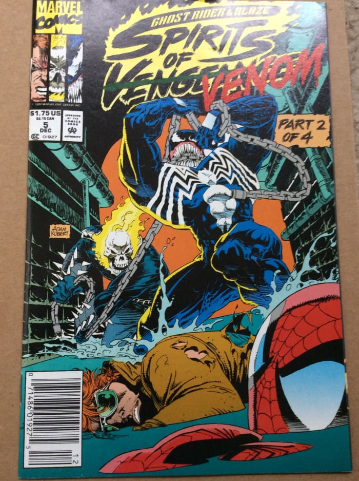 This is from the Spirits of Venom arc, where Ghost Rider, Johnny Blaze, Venom, and Spider-Man all teamed up to fight supernatural evil in New York's sewers. Comics are weird.