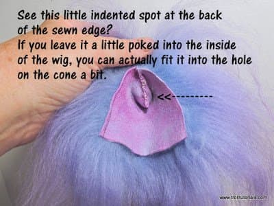 6. You may notice that a little bit of it didn't poke back out but still sticks inside a little as shown above—that's okay. If you leave it this way, you can fit that spot into the hole on the cone head—if there is one.