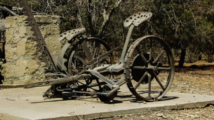 This was first used to cut hay for drying so a hay baling machine could bale the hay for storage, but this was the first bush hog for it cut high weeds and saplings that lived near a farmer's field.
