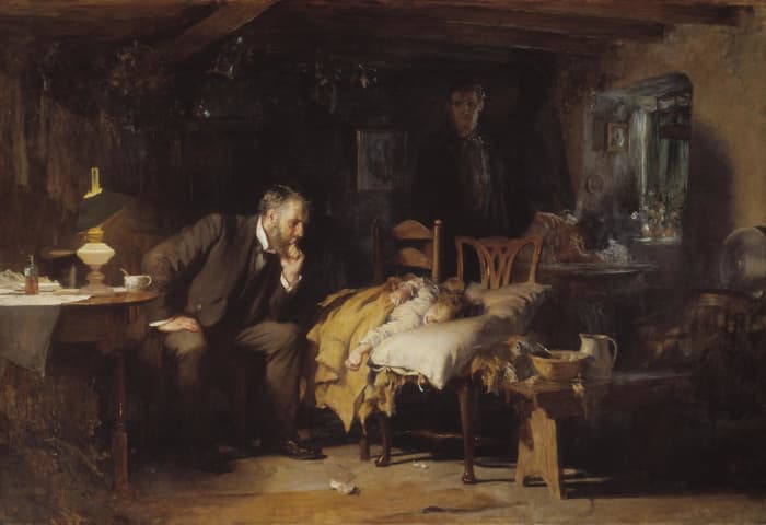 This painting by British painter, Sir Luke Fildes, was exhibited in 1891 in London about the time my Great-Aunt Margorie Flatt was born in Campbellville, Ontario, Canada.
