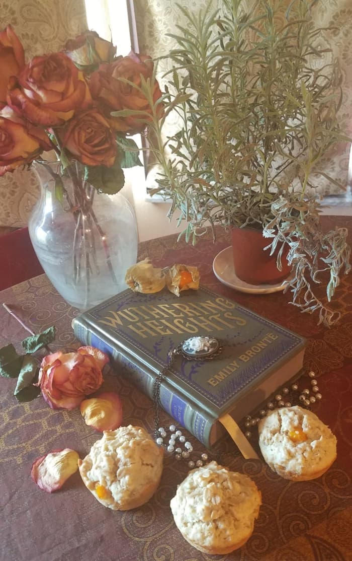 Enjoy reading "Wuthering Heights" by Emily Bronte with my recipe for gooseberry muffins inspired by the classic novel.