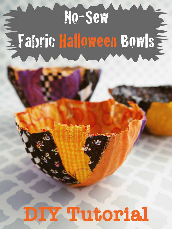 Fun and easy-to-make, these DIY fabric scrap Halloween bowls will be the hit at any party.