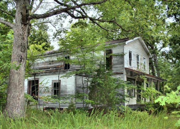 This deserted house is every bit in detail of how the house looked on The Randall Place that is in my piece.