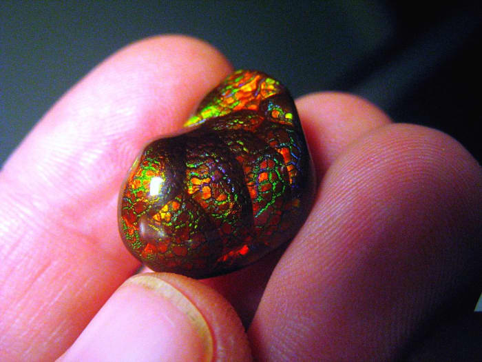 Fire agate is an iridescent red variety that often includes flashes of other colours.
