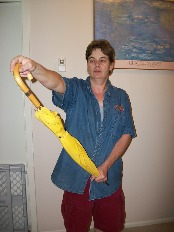 Demonstration of a passive range of motion exercise. You can use a cane, broomstick, umbrella for this exercise.