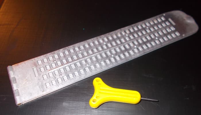 The slate and stylus is an option for people who need an easily portable way to write in braille.