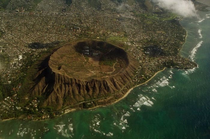 Diamond Head Crater, is surrounded by the modern-day city of Honolulu