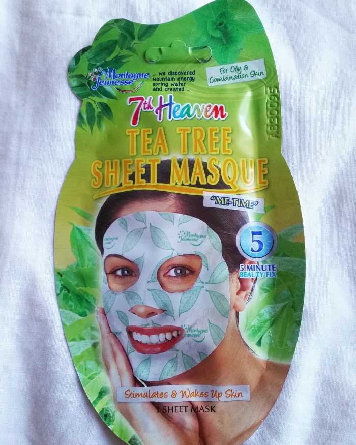 The outer packaging of the 7th Heaven Tea Tree Sheet Face Mask.