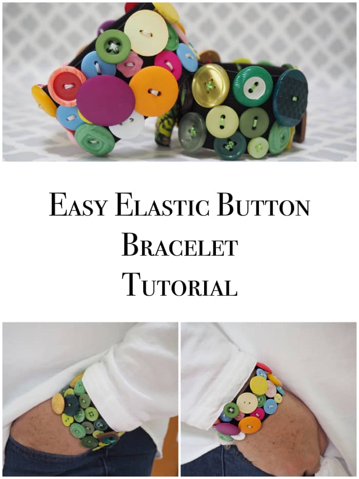 Easy and fun to make with this step-by-step jewelry tutorial, you'll love this fashionable and funky elastic bracelet made with repurposed buttons.