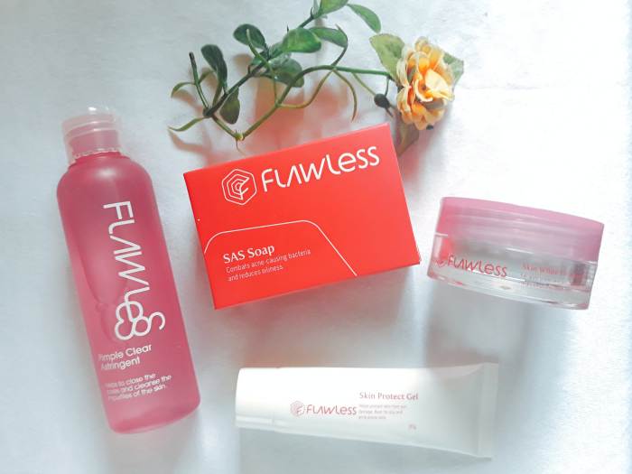 The contents of the Flawless Acne Control Kit by Flawless Face and Body Clinic