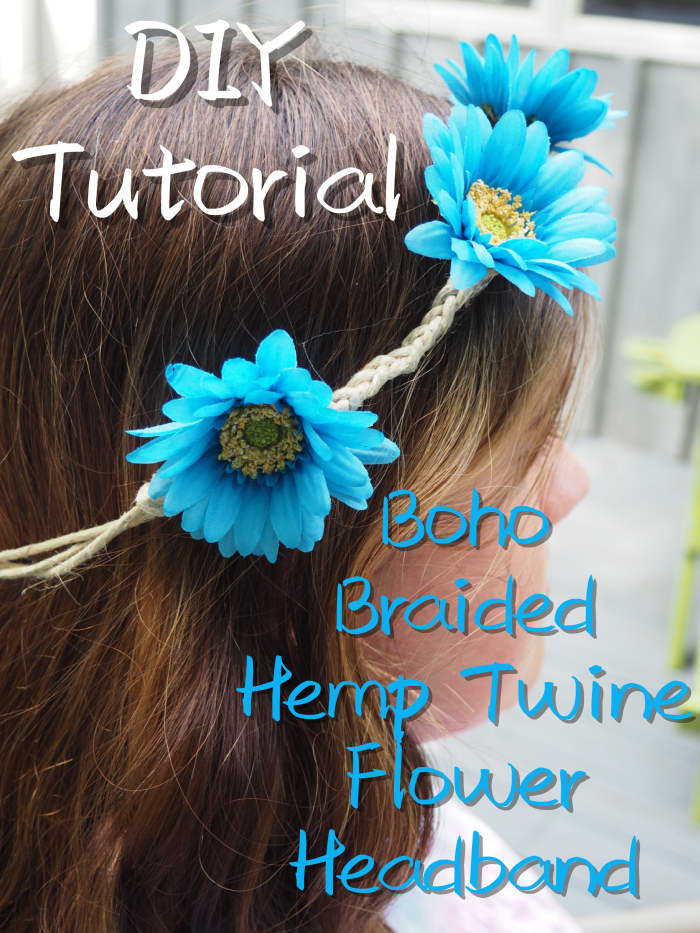 This is an easy-to-follow tutorial on how to make a boho braided flower headband out of hemp twine.