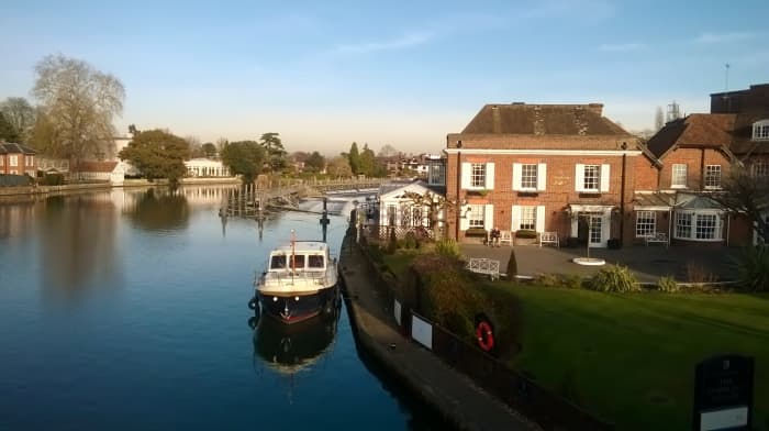Overlooking the Compleat Angler Hotel Marlow Buckinghamshire. With the Weir in the background