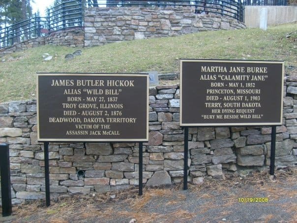 The grave sites of Will Bill Hickok and Martha Jane Burke better known as Calamity Jane