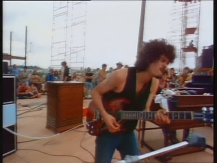 Carlos Santana onstage at Woodstock
