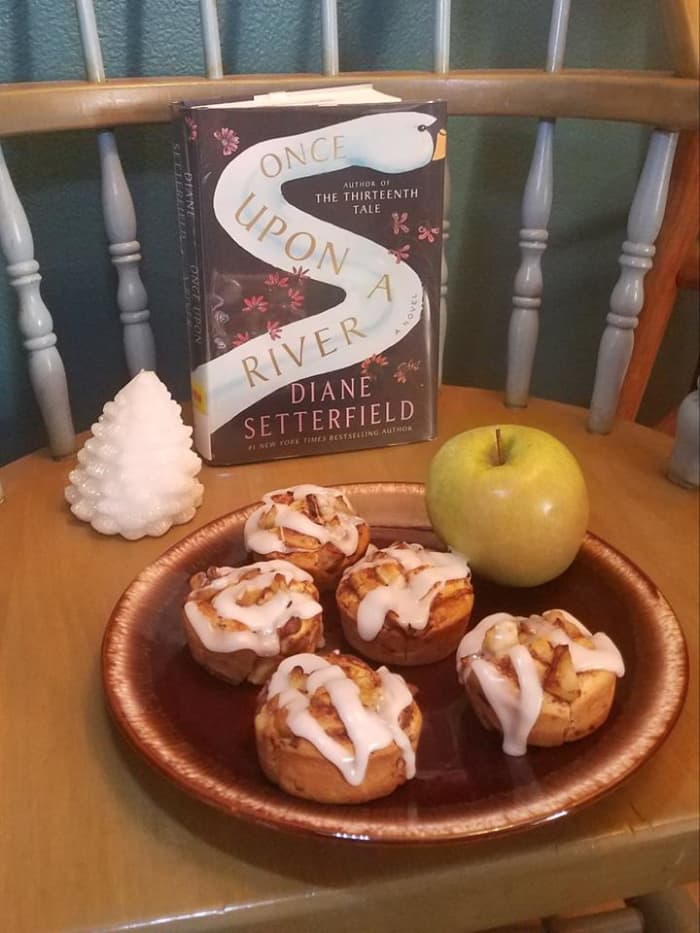 Cinnamon apple buns are the perfect snack to enjoy while reading "Once Upon a River" by Diane Setterfield.
