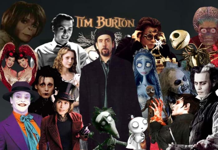 tim burton characters collage