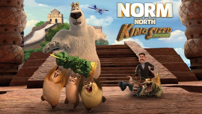 False advertisement, Norm doesn't wear the crown except at the wedding in the arctic at the very end of the movie. Hollywood is full of lies!