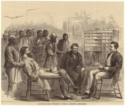 Office of the Freedmen’s Bureau, Memphis, Tennessee. (1866) Harper’s weekly : a journal of civilization. circa 1857-1916)