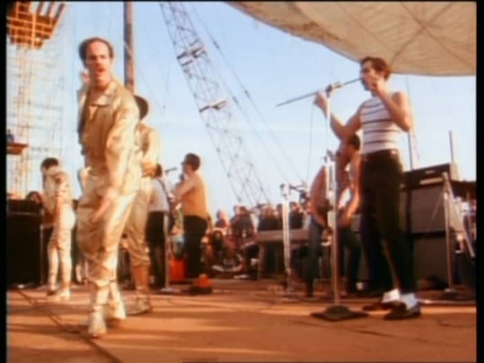 Sha Na Na on stage at Woodstock.
