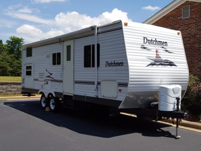 This is not my actual travel trailer. Mine is much older and dirtier-looking. This one is extremely similar though.