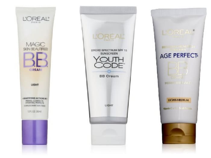 L'Oreal BB Creams: Magic Skin Beautifier (for minimal skin concerns), Youth Code, or Age Perfect (for anti-aging).