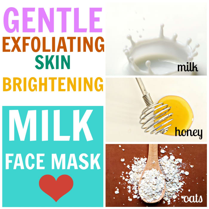 Exfoliate with a milk face mask containing honey and oats to reveal bright, beautiful & glowing skin.