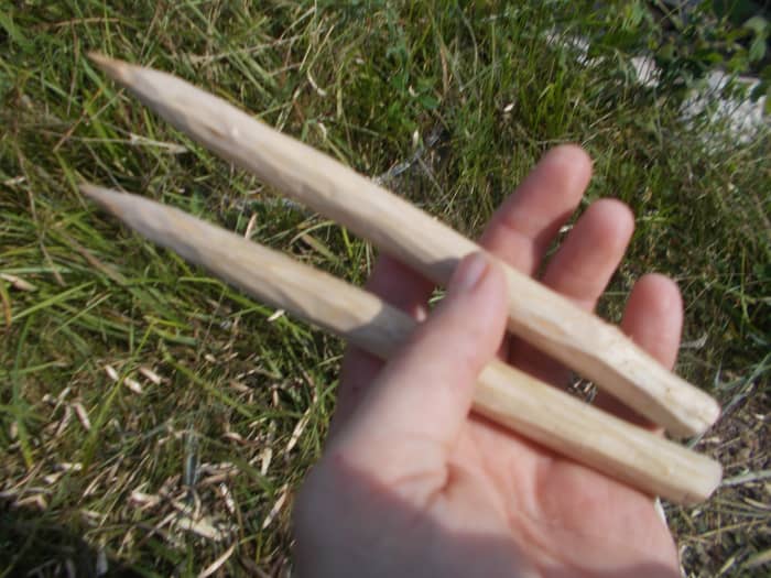 Anti-vampire stakes. I've left extra material on because I will be machine sanding to bring them to their final shape.