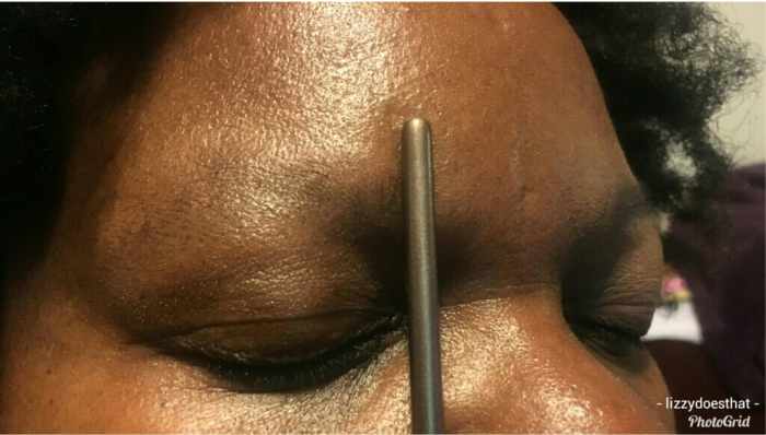 Step 1: Making a mark for the beginning of the brow.