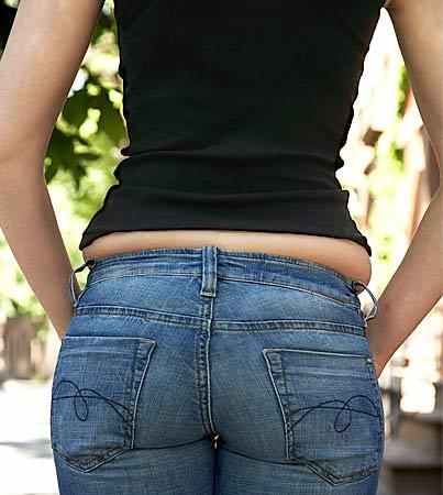 Here's a classic example of the dreaded "muffin top" that most of us know so well.