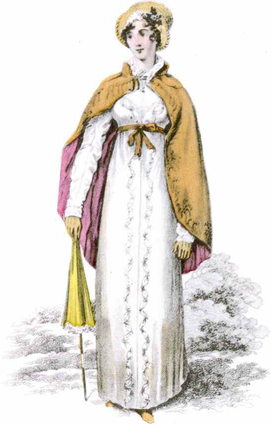 Regency short cloak over long-sleeved dress—1813.