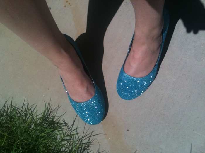 Shoes with glitter, worn to my wedding.