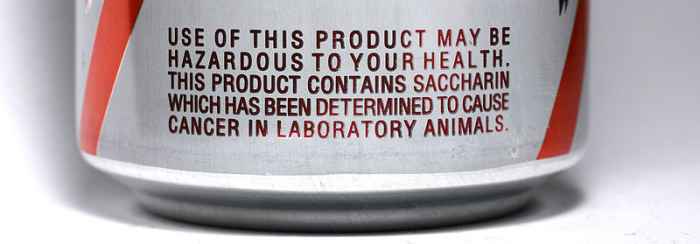 Saccharin warning