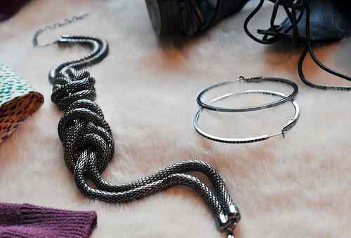 Knotted sterling snake chain necklace.