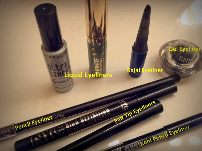 Eyeliners at a Glance: Liquid, Kajal, Gel/Cream, Pencil, Kohl, Felt-tip, Art liners