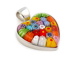 Another example of the beautiful millefiori heart pendants available at Amazon.