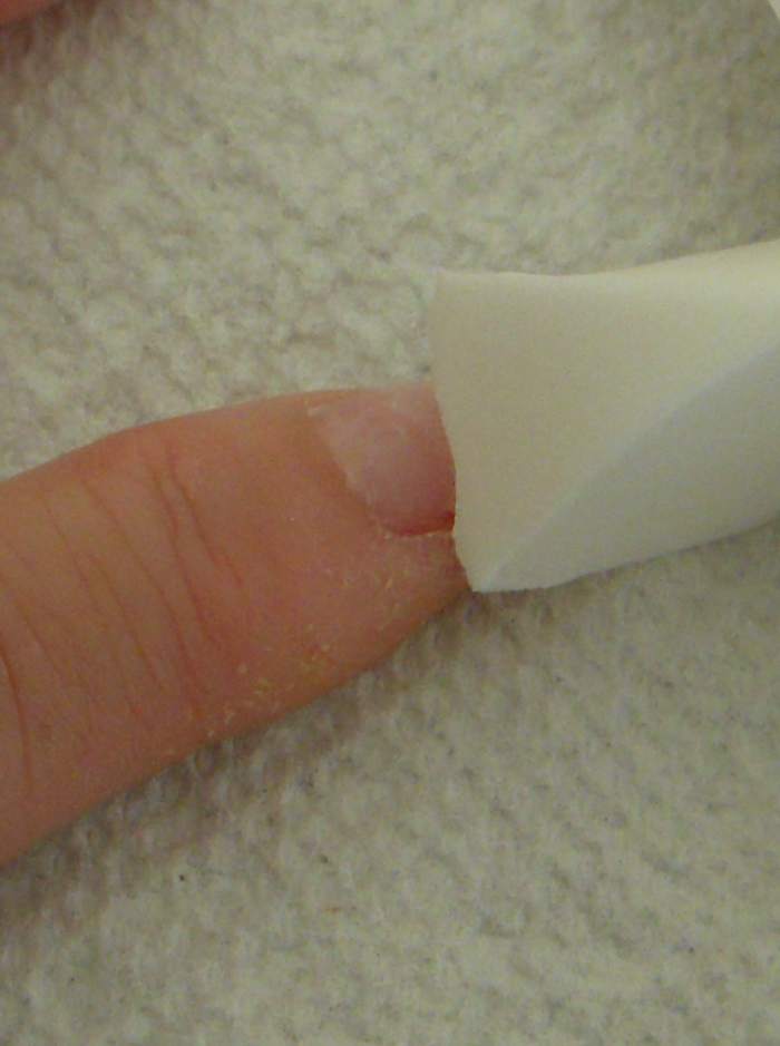 Apply polish in one quick roll from edge to edge.