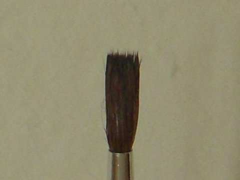 Art brush, #2 round, with ends blunted.