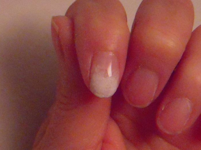 One layer top coat added to ombre French manicure. Will need at least 2 more coats.