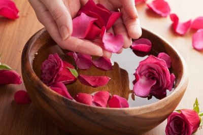 rose petals and water is rosewater; it's that simple.