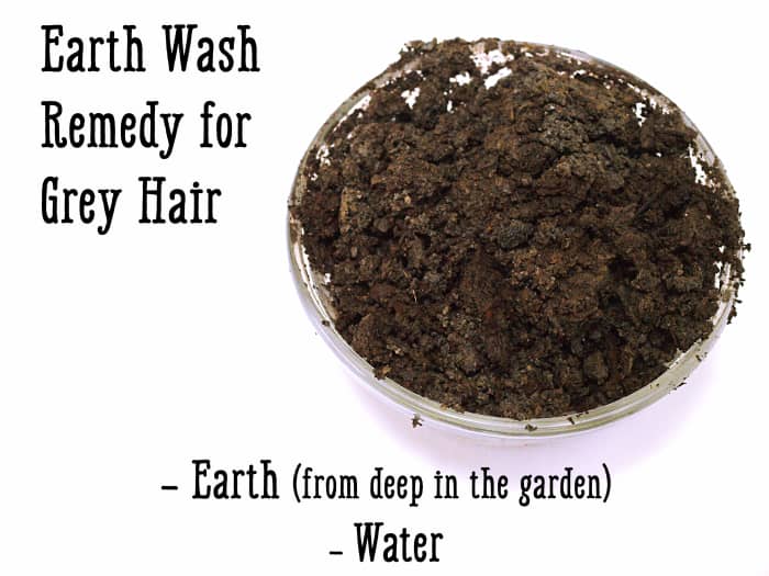 This earth wash grey hair remedy uses ingredients right out of your backyard. 