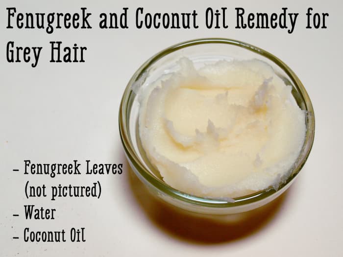 Fenugreek, also known as methi, can be combined with coconut oil and applied to hair as a remedy for greys.