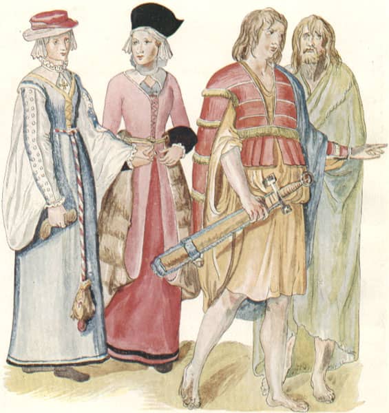 A painting of Irish men and women by Lucas de Heere c. 1575.