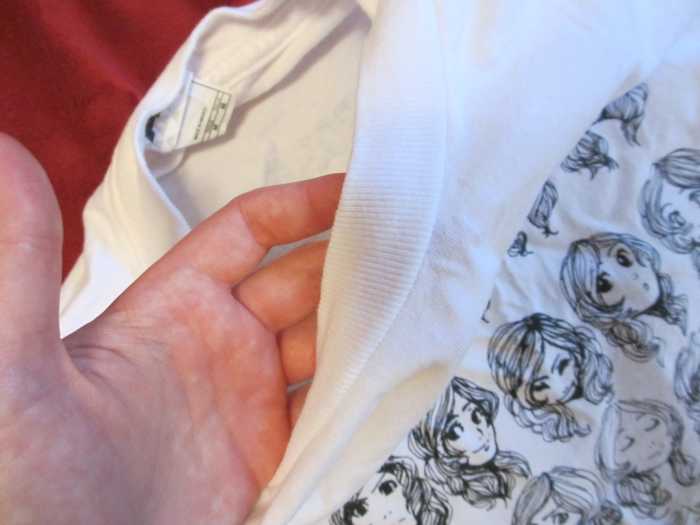 The neck of the shirt is noticeably softer after the hot saltwater bath.