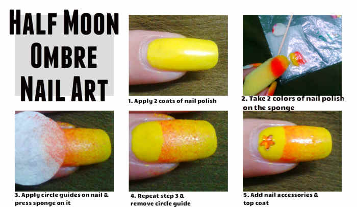 Half moon ombre nail art