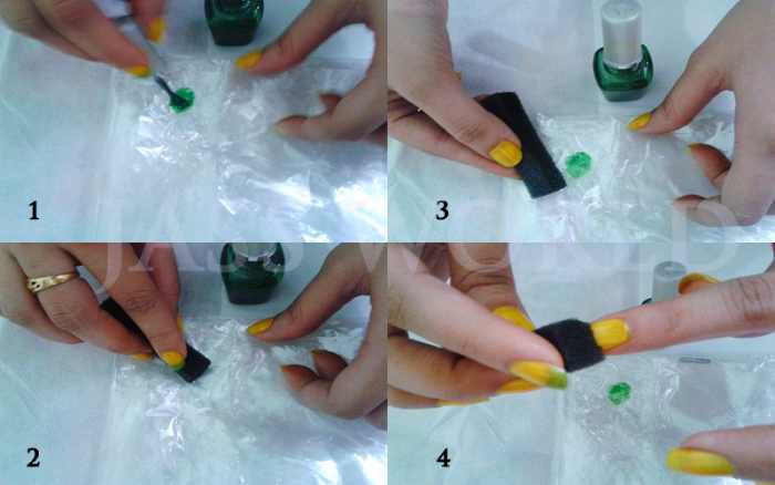 Step by step Yellow Green Ombre Nail art