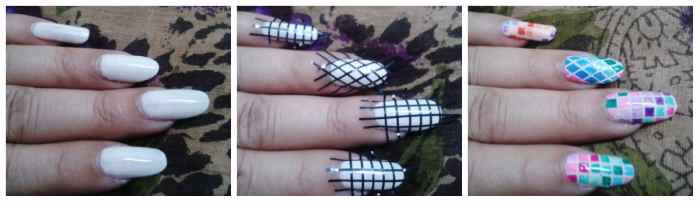 Checkered ombre nail art