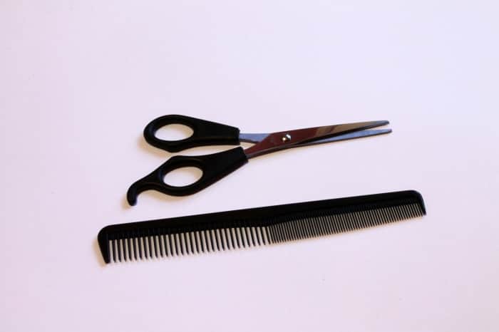 You'll need a fine-toothed comb and hair-cutting scissors.
