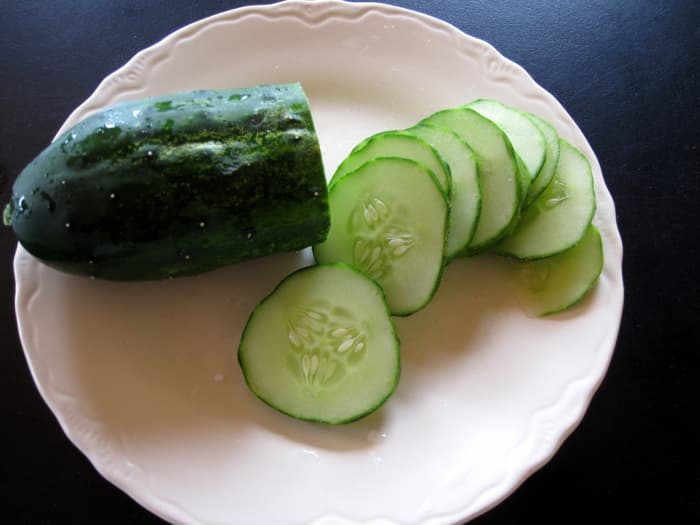 cucumber is over 90% water an excellent ingredient for dehydrated eye areas, puffiness and dark circles.