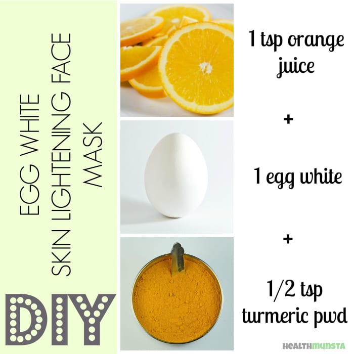 DIY skin-lightening face mask using an egg white. Image edited by healthmunsta.